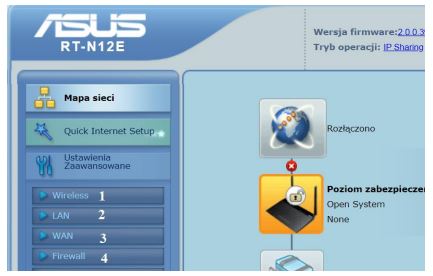 Zdjęcie do pytania: Podczas konfiguracji rutera, aby wprowadzić parametry połączenia dostarczone przez dostawcę 

internetowego należy wybrać obszar oznaczony numerem