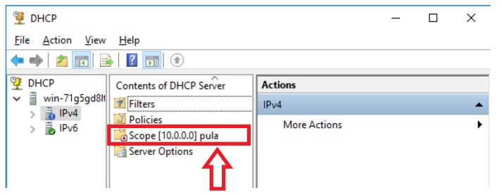 Zdjęcie do pytania: W systemie serwerowym Windows widoczny jest zakres adresów IPv4. Wskazana ikona znajdująca się przy 

jego nazwie oznacza, że