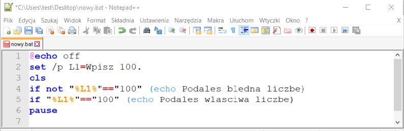 Zdjęcie do pytania: Analizując widoczny na ilustracji kod źródłowy skryptu systemu Windows można stwierdzić, że