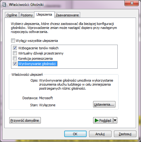 Zdjęcie do pytania: Aby w systemie Windows 10 wykonać przedstawioną konfigurację słuchawek w Panelu sterowania, należy użyć apletu