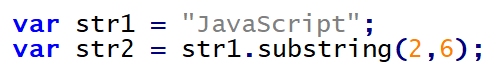 Zdjęcie do pytania: Przedstawiono fragment JavaScript. Po jego wykonaniu zmienna str2 będzie przechowywać
