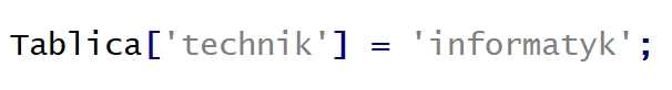 Zdjęcie do pytania: Instrukcja przypisania elementu do tablicy w języku JavaScript dotyczy tablicy