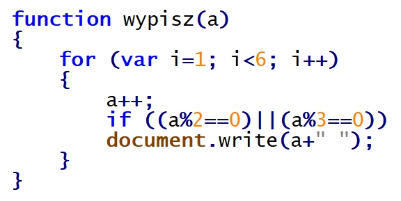 Zdjęcie do pytania: Jakie elementy wypisze funkcja wypisz(2) stworzona w języku JavaScript?