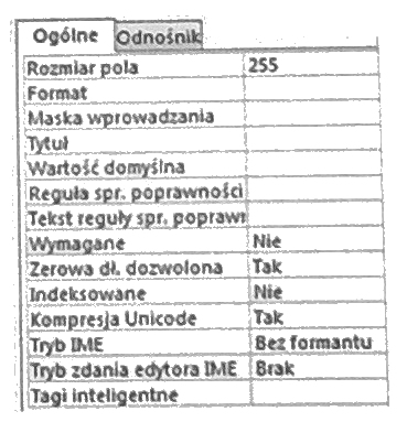 Zdjęcie do pytania: Którą z właściwości pola tabeli należy zdefiniować, aby pole przyjmowało dane składające się wyłącznie z cyfr?