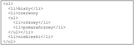Zdjęcie do pytania: W języku HTML zdefiniowano listę, która