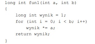 Zdjęcie do pytania: Którą wartość zwróci funkcja zapisana w języku C++, jeżeli jej parametrami są a = 4 oraz b = 3?
