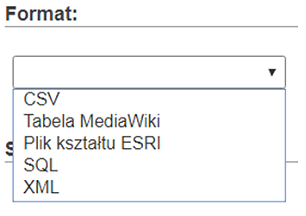 Zdjęcie do pytania: Na obrazie przedstawiono wybór formatu pliku importującego bazę danych. Którego formatu należy użyć, jeżeli dane są wyeksportowane z programu Excel i zapisane tekstowo z zastosowaniem przecinka do rozdzielenia wartości pól?