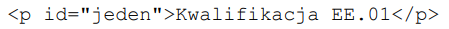 Zdjęcie do pytania: Która z instrukcji języka JavaScript dokona zmiany koloru tekstu na niebieski w akapicie zdefiniowanym w dokumencie HTML?