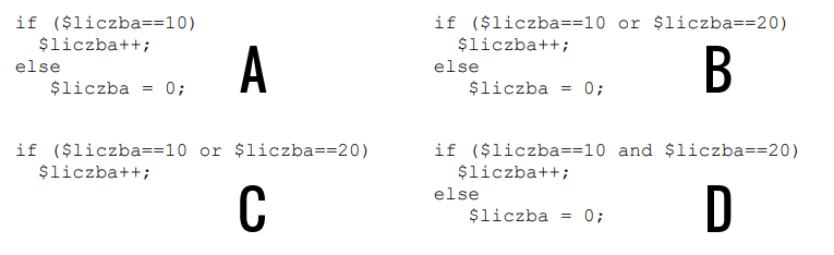 Zdjęcie do pytania: Wskaż instrukcję równoważną do instrukcji switch zapisanej językiem PHP