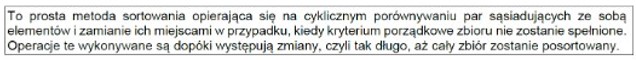 Zdjęcie do pytania: Przedstawiona dokumentacja opisuje algorytm sortowania