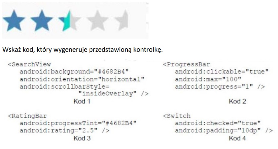 Zdjęcie do pytania: Wskaż kod, który wygeneruje przedstawioną kontrolkę